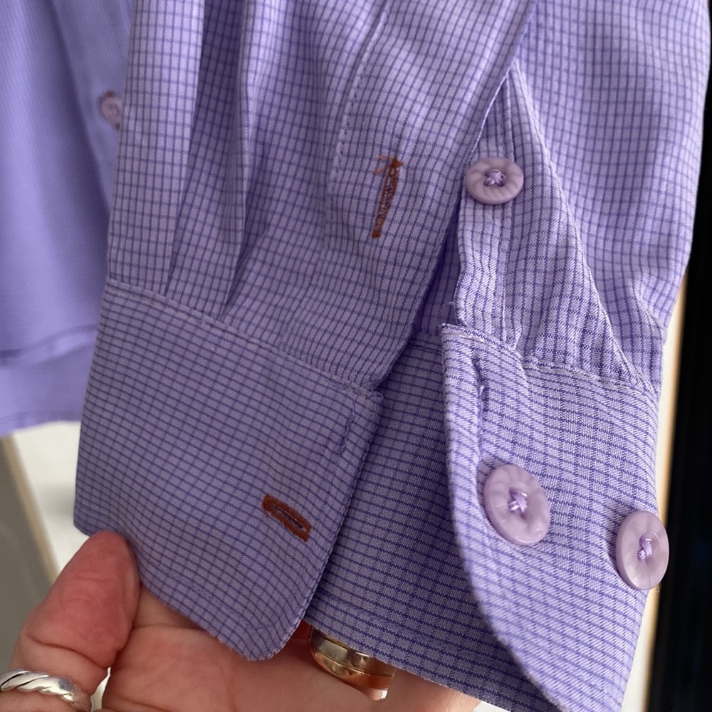 Indigo Palms Denim Company Lavender Checkered Long Sleeve Button Down. View 3